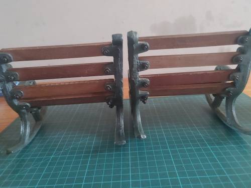 Antique miniature Cast iron &wood slays rocking chair