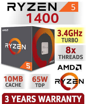 **BOXED**AMD**RYZEN 5**QUAD CORE PROCESSOR**3.4GHZ**10MB CACHE**HEATSINK AND FAN INCL**