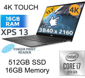 **10th Gen i7**MONSTER SPEC**DELL XPS 13**4K TOUCH SCREEN**512GB SSD**16GB Memory**