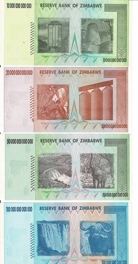 Crazy Low Start! Zimbabwe Trillion Dollar Note Set Uncirculated.