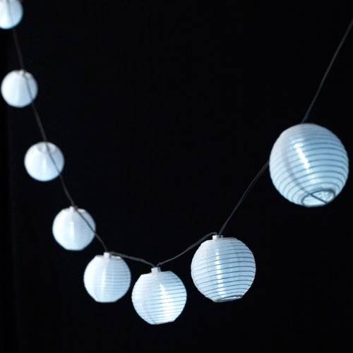 (Value R170) 10 x White SOLAR Lantern Lights. With solar panel. 5 Meter cable. 8 Hours per night.