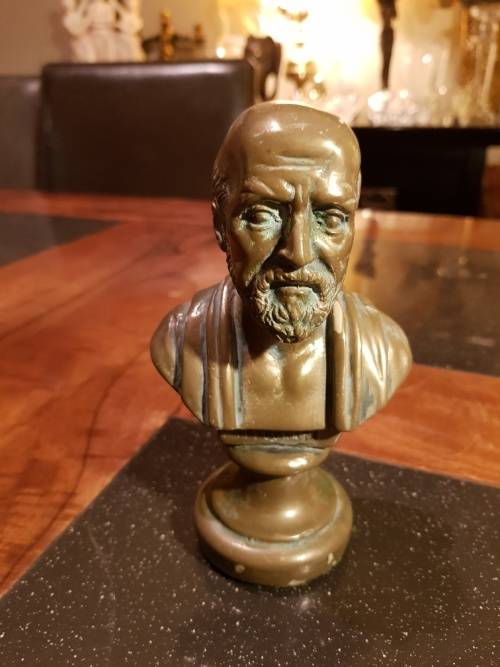 Cast Bronze Bust of Hippocrates 15cm