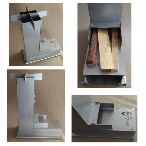 Elmo`s Fire Rocket Stove with Box - Stainless Steel
