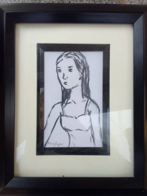 Mary Pappas original painting. Uniquely framed.
