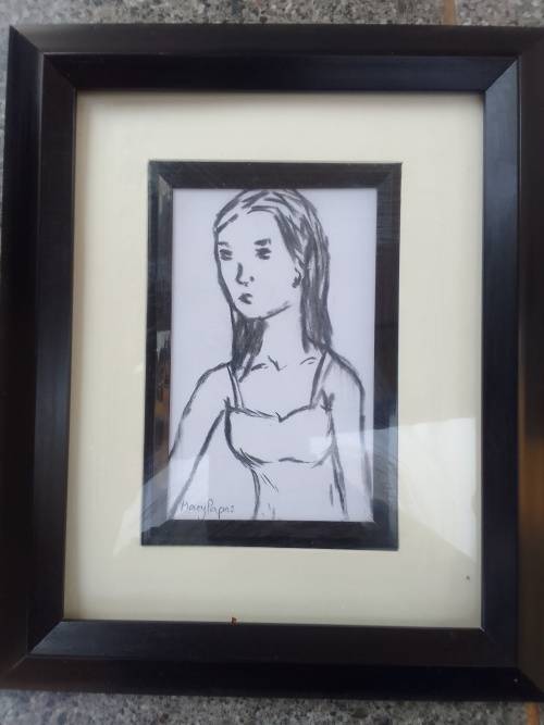 Mary Pappas original painting. Uniquely framed.