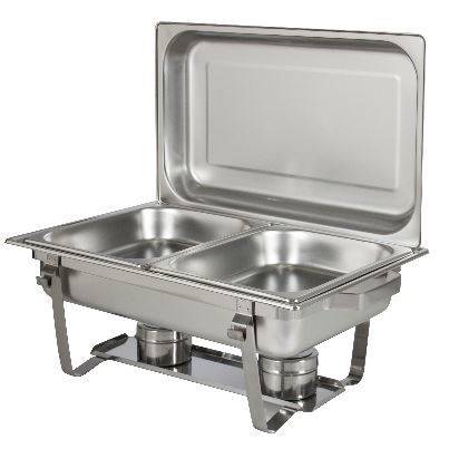 Stainless steel two burners chafing dish with two inner tray- 9,8 Liters