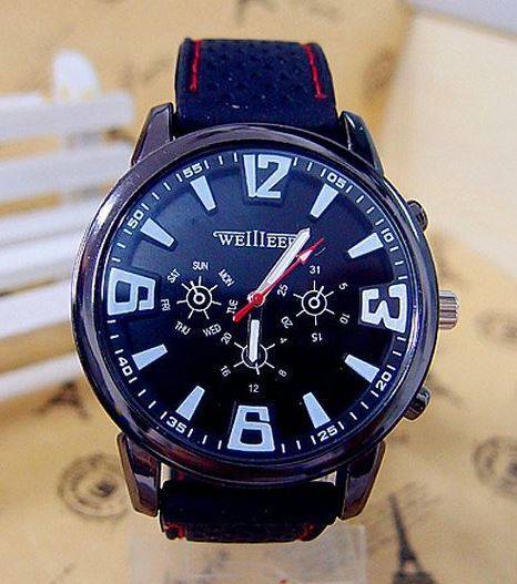 WEIJIEER Fashion Quartz Analog Mens Dress Sport Large Numbers Wrist watch