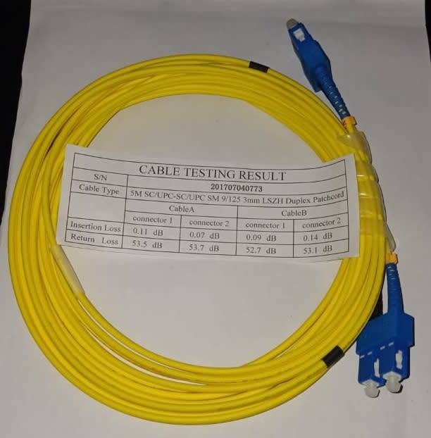 5M SC/UPC-SC/UPC SM 9/125 3mm LSZH Duplex Patchcord
