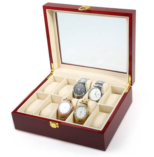 Perfect 10 Slots Cherry Wood watch Box - Jewellry Display case
