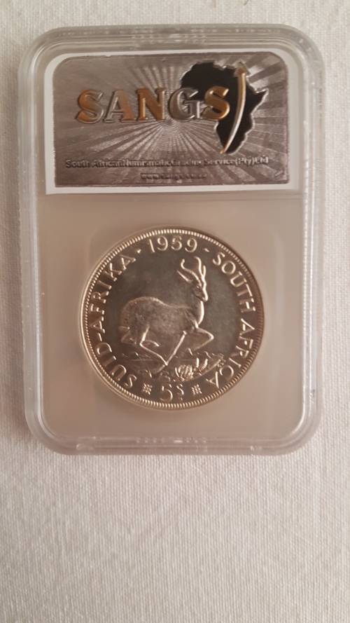 1959 5 shillings sangs PF 63