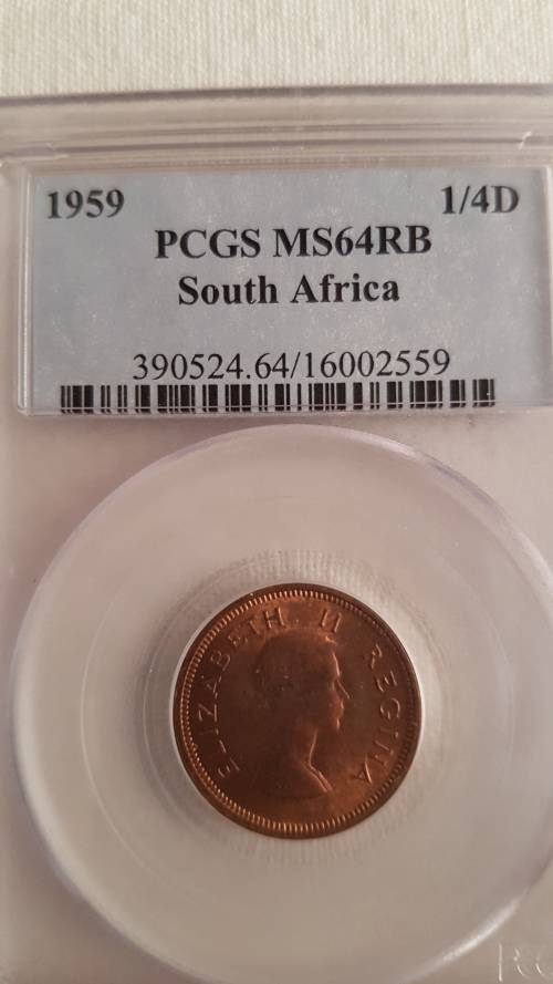 1959 quarter penny Farthing PCGS MS64 colour RB