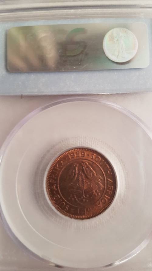 1959 quarter penny Farthing PCGS MS64 colour RB