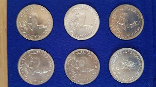 Set 1947-1964 (missing 1959) crowns(5 shillings) in beautiful wooden display case.