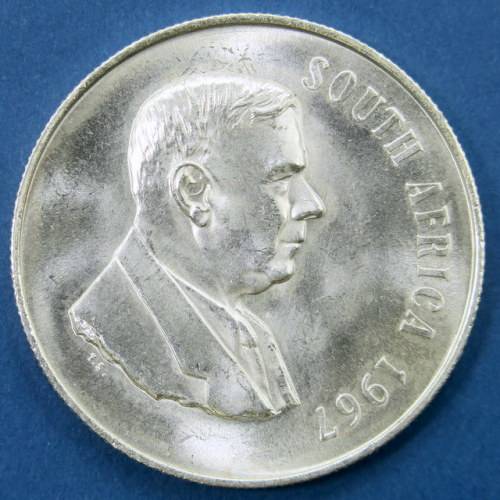 South Africa Silver Rand "South" 1967. B/Unc.