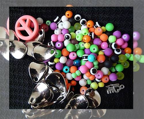 Funky Mix Beads with spacers and Pink Peace Bead