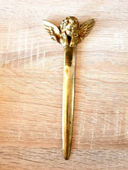 Vintage Collectable Brass Angel Letter Opener / Envelope Slitter