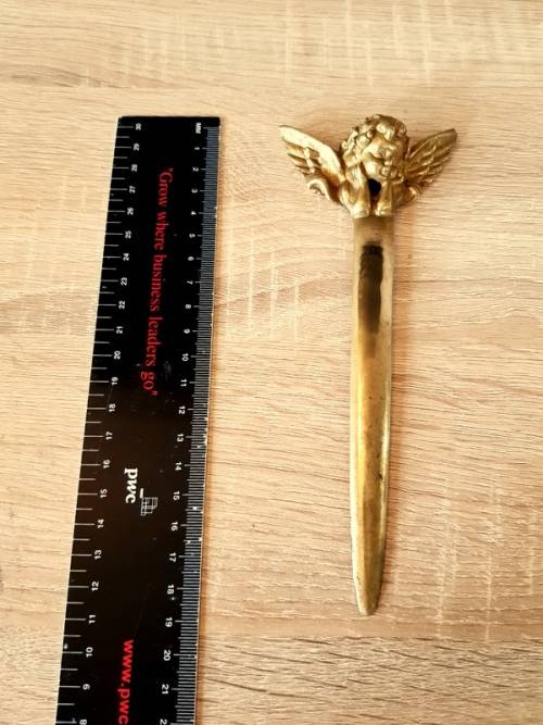 Vintage Collectable Brass Angel Letter Opener / Envelope Slitter