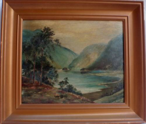 VINTAGE - VERY OLD ORIGINAL OIL PAINTING - HAS NATAL MERCURY 1950 NEWSPAPER ON BACK - FASCINATING!