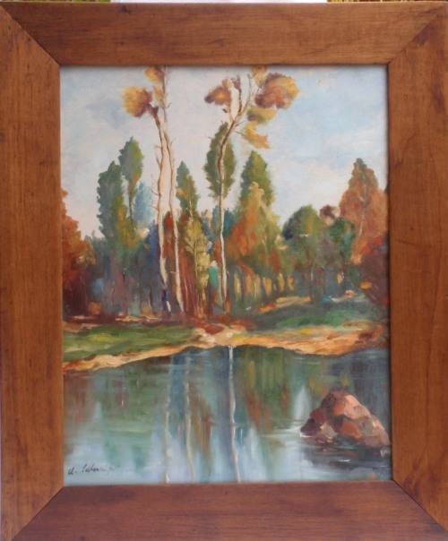 VINTAGE: GORGEOUS ORIGINAL OIL - signed by artist. "AUTUMN TREES REFLECTED"