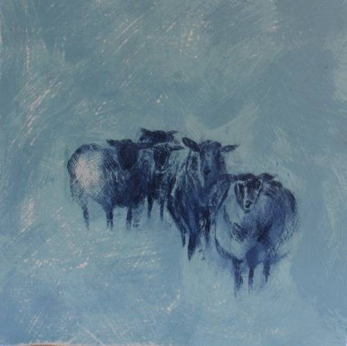 ORIGINAL by SUE WHITMORE - SOLID ARTIST'S BLOCK. UNUSUAL & INTERESTING "SHEEP" HANG OR STAND.