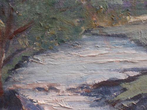 ORIGINAL OIL PAINTING by LYNNE SZLOVAK "SERENITY" LANDSCAPE PALETTE KNIFE - LOVELY PIECE!