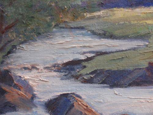 ORIGINAL OIL PAINTING by LYNNE SZLOVAK "SERENITY" LANDSCAPE PALETTE KNIFE - LOVELY PIECE!