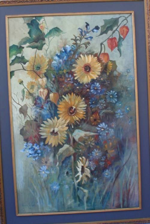 VINTAGE: BEAUTIFUL ORIGINAL HENK LORJE OIL PAINTING, SIGNED AND DATED 1965. GORGEOUS WILD FLOWERS
