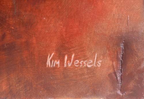 FASCINATING ORIGINAL KIM WESSELS - TREE SERIES  LARGE CANVAS, BEAUTIFUL AMBER HUES REALLY LOVELY