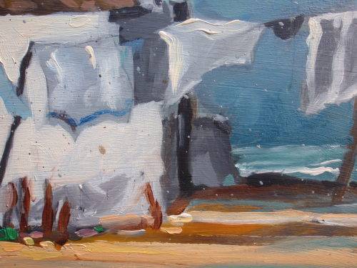 BEAUTIFUL CAPE COTTAGES ON BEACH SCENE - FABULOUS PAINTING