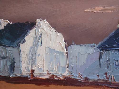 VINTAGE:CAPE BEACH HOMES, ORIGINAL OIL by LARA SMITH (CIRCA 1981) PALETTE KNIFE MONOCHROMATIC ART!