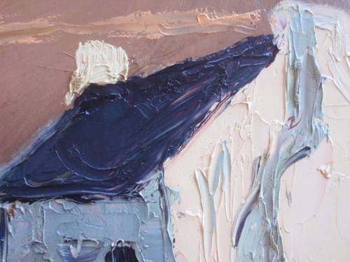 VINTAGE:CAPE BEACH HOMES, ORIGINAL OIL by LARA SMITH (CIRCA 1981) PALETTE KNIFE MONOCHROMATIC ART!