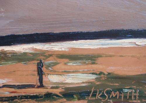 VINTAGE:CAPE BEACH HOMES, ORIGINAL OIL by LARA SMITH (CIRCA 1981) PALETTE KNIFE MONOCHROMATIC ART!