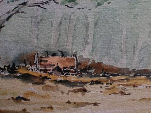 Eugene Hurter, investment art by late S.African artist. `Farm Trees` Original watercolour.
