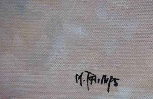 Original Mark Phillips, oil on canvas frame - well known KZN artist. Gorgeous neutral monochromatic.