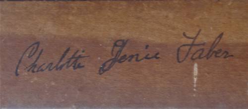 Antique oil painting by Charlotte Faber in beautiful ornate oak frame - pastoral landscape with cows