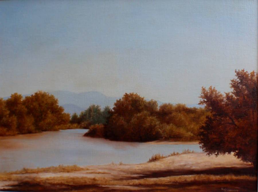 Vintage oil painting by H.Greenaway.  Classic S.African landscape beautifully executed.