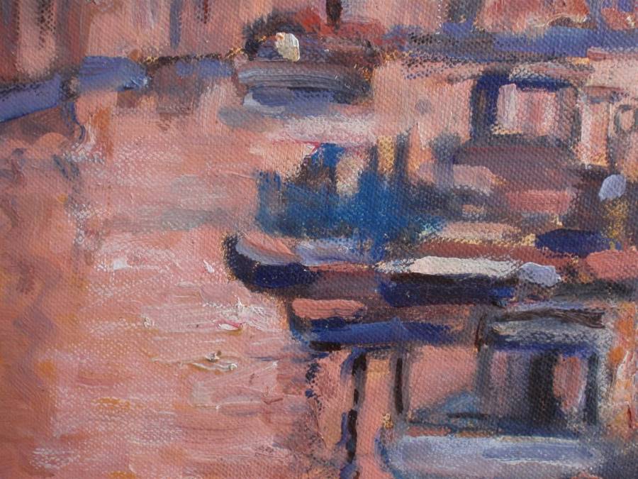 Vintage original Claude Tournois oil `Venice at Sunset` 1926-2011. French/S.African impressionist.