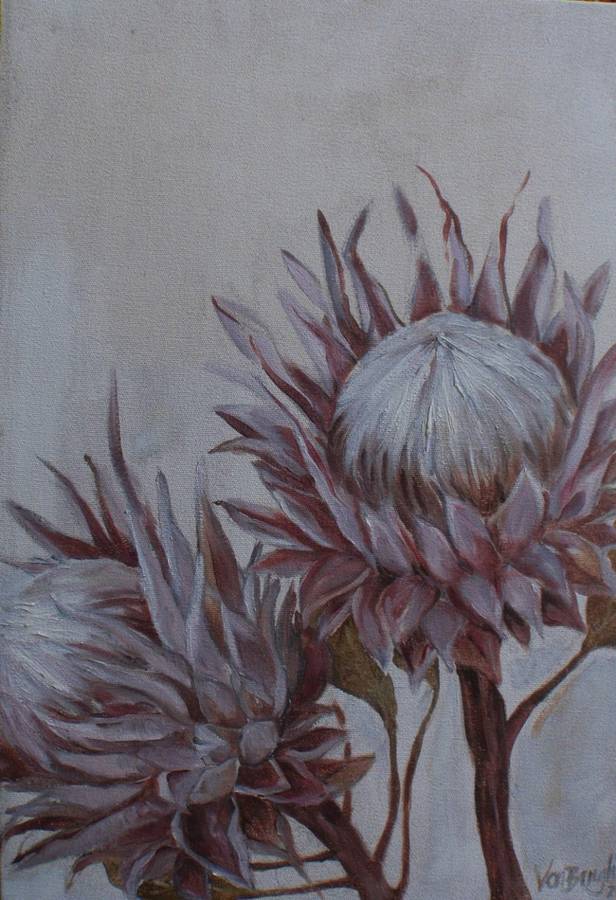 Original Mellisa von Brughan oil on canvas `Fynbos`.  Beautifully painted by well known KZN artist.