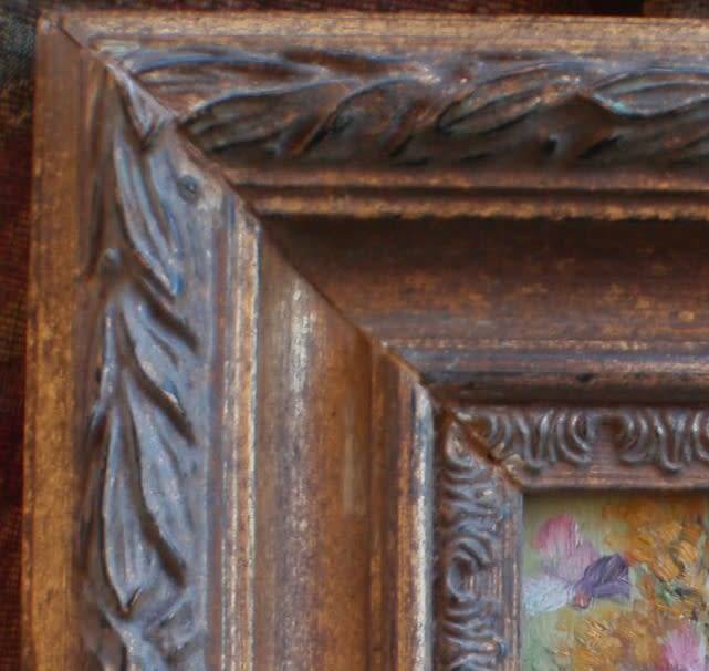 Vintage original oil, Impressionist Garden in vintage ornate frame. Gorgeous old piece.