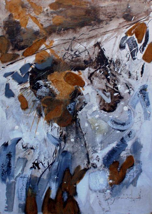 ABSTRACT - ORIGINAL PAINTING - JACKSON POLLOCK STYLE ART - SOFT NEUTRAL COLOURS - BARGAIN!!!