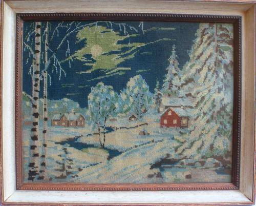 VINTAGE TAPESTRY - MAGICAL, MYSTICAL & BEAUTIFUL NORWEGIAN, SNOW SCENE - GORGEOUS, NEIL SACK FRAME