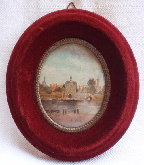 ANTIQUE ORIGINAL - MINIATURE OIL - SIGNED.  A REAL LITTLE GEM OF A PAINTING!!!