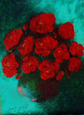 Original Ivy Schmidt 1917-2008 'Red Roses 4'