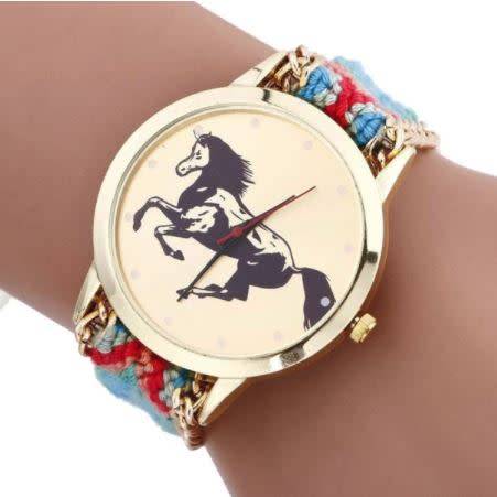 HorseGirl Inc - Women Fashion Horse Rope Knitted Watch turquoise & pink