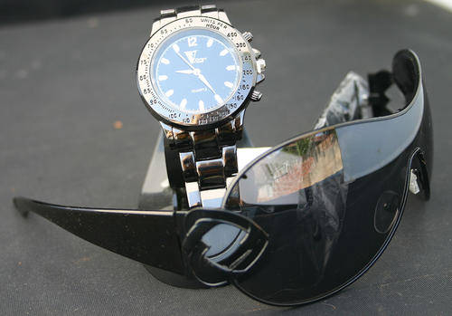 Black FASHION Sunglasses & Watch