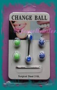 JT - 316L Surgical Steel "CHANGE BALL" Tongue Barbells