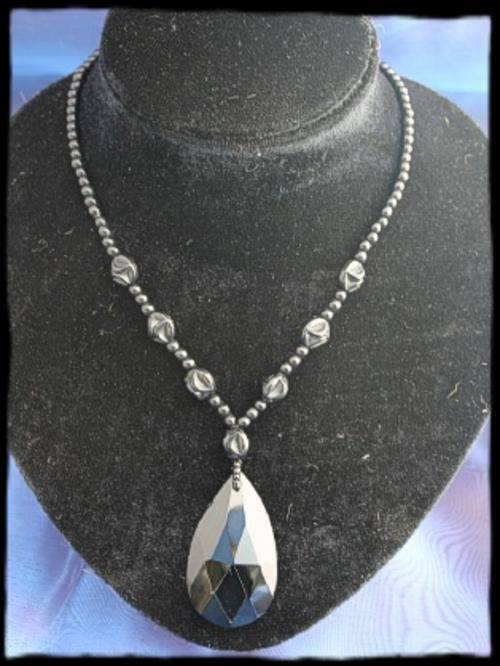 BLACK Teardrop  Crystal Necklace