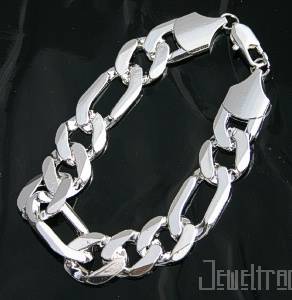 JT - **JUST ARRIVED** 20mm MENS Heavy Silver Simulated Figaro bracelet LIMITED STOCK