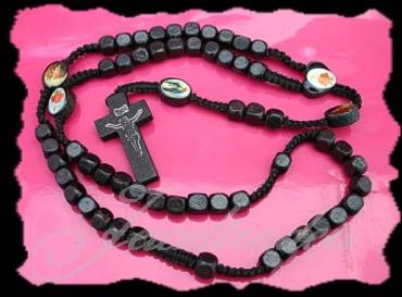 Beautiful Black Wooden Catholic Saints Rosery