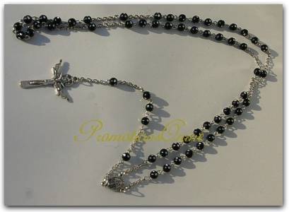 "FREE SHIPPING" Beautiful BLACK & DIAMANTE LED FREE Catholic Rosary